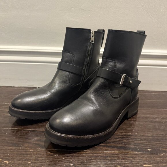 ALL SAINTS Ankle Length Leather Biker Boots - Picture 3 of 4